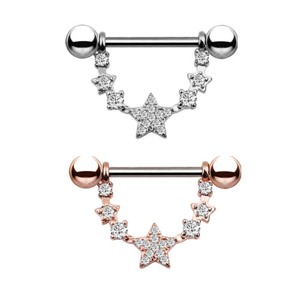 fashion star shaped inlaid zircon alloy piercing jewelry nipple ring