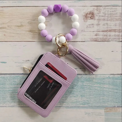 cute flower leopard leather women's keychain