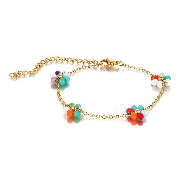 Elegant Simple Style Flower 304 Stainless Steel cable chain Bracelets In Bulk