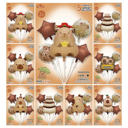 Cute Cartoon Capybara Aluminum Film Party Festival Balloons Party Supplies Balloons 1 Set