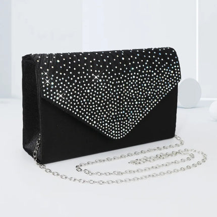 Women's black evening bag fashion clutch high-end banquet party banquet hot rhinestone evening bag bridesmaid bag
