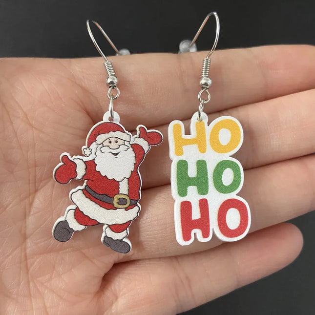Cartoon Christmas Tree Deer Cow Cat Rainbow Earrings Women's Acrylic Animal Zodiac Letter Number Text Design Jewelry Accessories