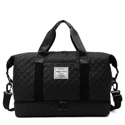 Fashion short-distance travel rhombus dry and wet separation sports handbag yoga fitness bag large capacity shoe warehouse travel bag