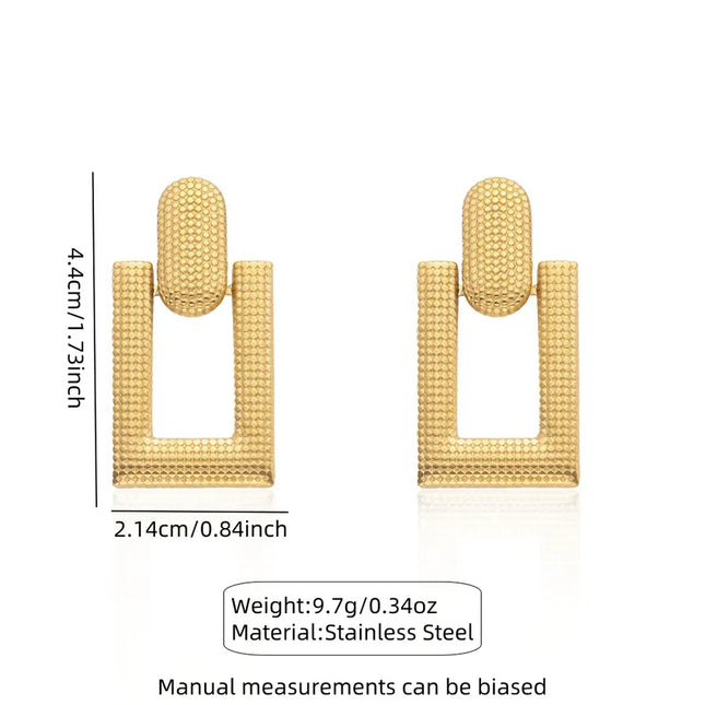 1 Pair Casual Elegant Hip-Hop Quadrilateral Oval Hollow Out 304 Stainless Steel Imitation Gold  Ear Studs