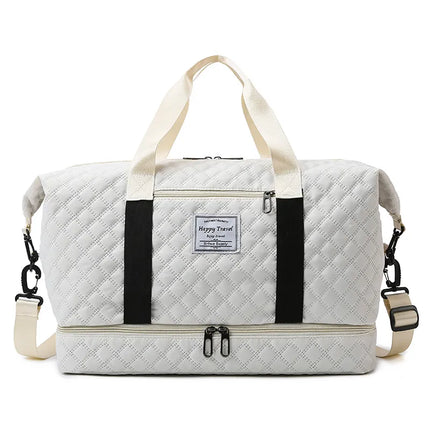 Fashion short-distance travel rhombus dry and wet separation sports handbag yoga fitness bag large capacity shoe warehouse travel bag