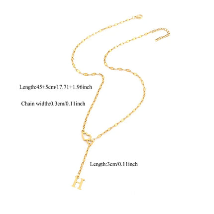 Wholesale Jewelry Simple Style Classic Style Double Heart Letter 201 Stainless Steel 304 Stainless Steel Lip Chain Pendant Necklace