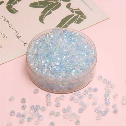 4mm Facet Rainbow Rhombus Crystal Beads Glass DIY Handmade Loose Beads Material Jewelry Accessories Ornament Making Kit