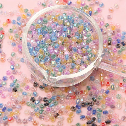 4mm Facet Rainbow Rhombus Crystal Beads Glass DIY Handmade Loose Beads Material Jewelry Accessories Ornament Making Kit