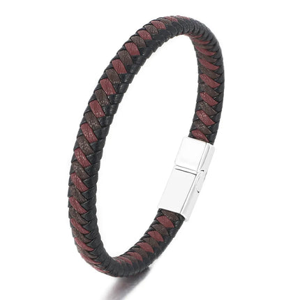 Simple Style Color Block Leather rope Handmade Men's Bangle Men Cord & Leather Bracelets