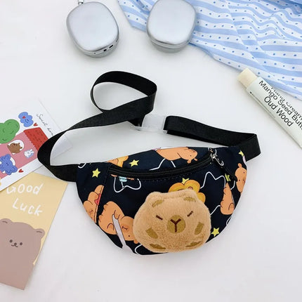 Children's Bags  New Cartoon Cute Doll Animal Print Baby Chest Bag Western Style Little Girl Lightweight Belt Bag