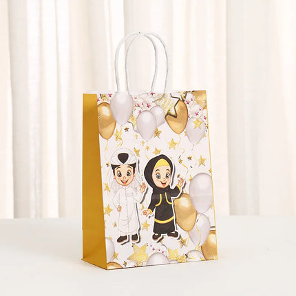 Moon Festival Cartoon Style Cartoon Balloon Kraft Paper Holiday Banquet Gift Bags Party Supplies Gift Wrapping Supplies a Pack of 12