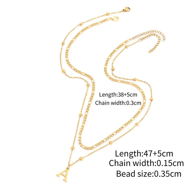 Wholesale Jewelry Elegant Simple Style Classic Style Letter 201 Stainless Steel 304 Stainless Steel Artificial Crystal cable chain figaro chain Pendant Necklace