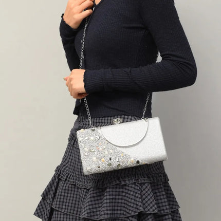 Explosions  New Rhinestone-encrusted Evening Bag High-grade Texture Evening Dress Clutch Bag Chain Shoulder Bag