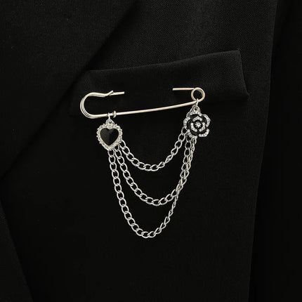 Quirky Geometric Heart Shaped Hairpins For Men And Women Elegant Lapel Pins Trendy Tassel Accessories Fashionable Brooches