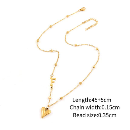Wholesale Jewelry Elegant Simple Style Classic Style Letter Heart Shape 201 Stainless Steel 304 Stainless Steel ball chain Pendant Necklace