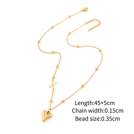 Wholesale Jewelry Elegant Simple Style Classic Style Letter Heart Shape 201 Stainless Steel 304 Stainless Steel ball chain Pendant Necklace