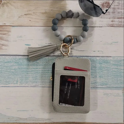 cute flower leopard leather women's keychain