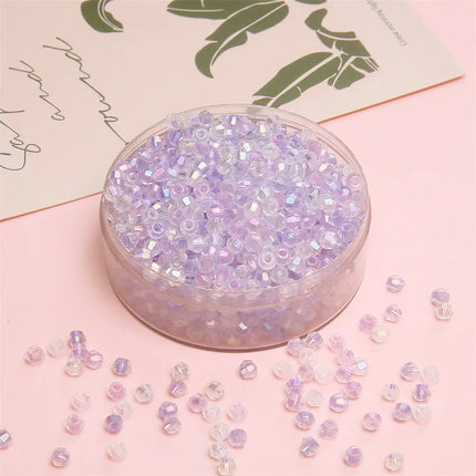 4mm Facet Rainbow Rhombus Crystal Beads Glass DIY Handmade Loose Beads Material Jewelry Accessories Ornament Making Kit