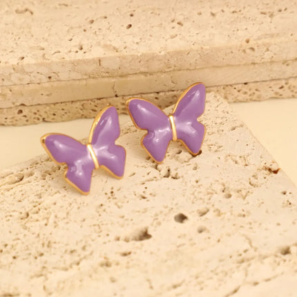 1 Pair IG Style Fairy Style Romantic Leaves Butterfly 304 Stainless Steel Ear Studs