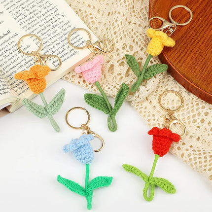 Cartoon Style Flower Cotton Knitting Keychain