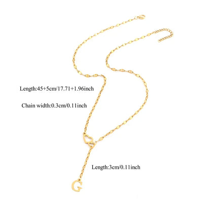 Wholesale Jewelry Simple Style Classic Style Double Heart Letter 201 Stainless Steel 304 Stainless Steel Lip Chain Pendant Necklace