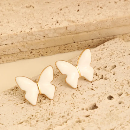 1 Pair IG Style Fairy Style Romantic Leaves Butterfly 304 Stainless Steel Ear Studs