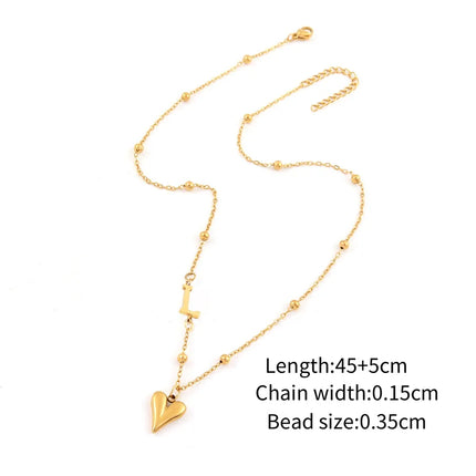 Wholesale Jewelry Elegant Simple Style Classic Style Letter Heart Shape 201 Stainless Steel 304 Stainless Steel ball chain Pendant Necklace