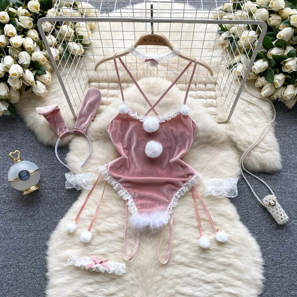 Women's Christmas Sexy Color Block Sexy Lingerie Sets Party Jumpsuit Mid Waist Briefs Sexy Lingerie