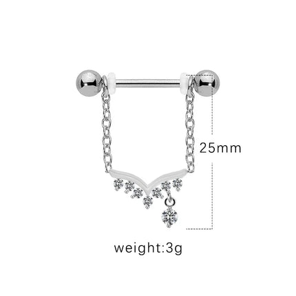 1 Piece Nipple Rings & Studs IG Style Shiny Heart Shape Flower 316L Stainless Steel  Alloy Titanium Steel Epoxy Chain Inlay Resin Rhinestones Glass White Gold Plated Gold Plated