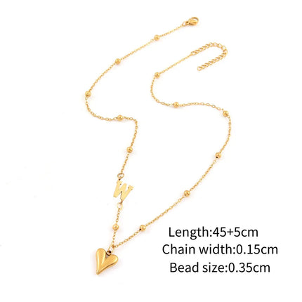 Wholesale Jewelry Elegant Simple Style Classic Style Letter Heart Shape 201 Stainless Steel 304 Stainless Steel ball chain Pendant Necklace