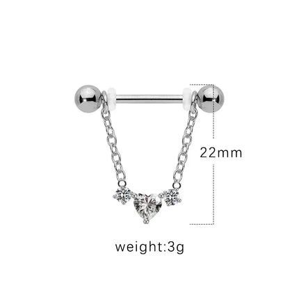 1 Piece Nipple Rings & Studs IG Style Shiny Heart Shape Flower 316L Stainless Steel  Alloy Titanium Steel Epoxy Chain Inlay Resin Rhinestones Glass White Gold Plated Gold Plated