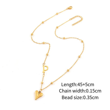 Wholesale Jewelry Elegant Simple Style Classic Style Letter Heart Shape 201 Stainless Steel 304 Stainless Steel ball chain Pendant Necklace
