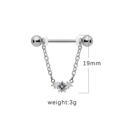 1 Piece Nipple Rings & Studs IG Style Shiny Heart Shape Flower 316L Stainless Steel  Alloy Titanium Steel Epoxy Chain Inlay Resin Rhinestones Glass White Gold Plated Gold Plated