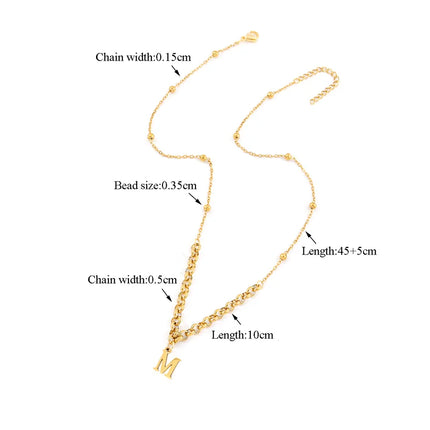 Wholesale Jewelry Casual Elegant Simple Style Letter 201 Stainless Steel 304 Stainless Steel round Pearl Chain ball chain Pendant Necklace