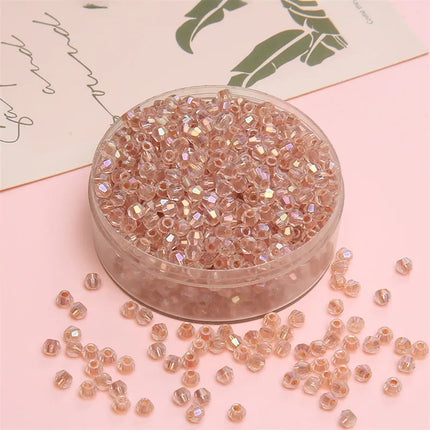 4mm Facet Rainbow Rhombus Crystal Beads Glass DIY Handmade Loose Beads Material Jewelry Accessories Ornament Making Kit