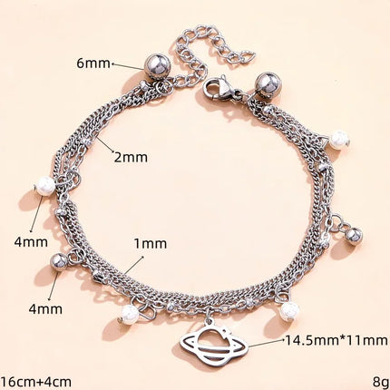 Casual Elegant Glam Universe Mermaid Anchor 304 Stainless Steel Mostacilla Titanium Steel 14K Gold Plated cable chain snake chain Bracelets In Bulk