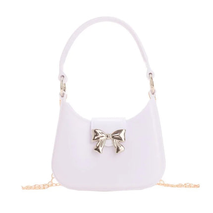 Women's PVC Solid Color Bow Knot Cute Dumpling Shape Buckle Handbag Crossbody Bag Jelly Bag