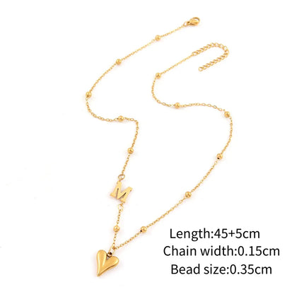 Wholesale Jewelry Elegant Simple Style Classic Style Letter Heart Shape 201 Stainless Steel 304 Stainless Steel ball chain Pendant Necklace