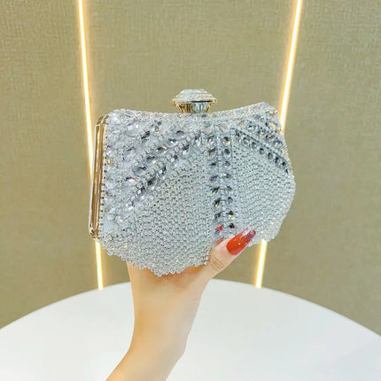 New Diamond Embedded Tassel Evening Bag Birthday Wedding Banquet Single Shoulder Slant Cross Dinner Bag Women's Clutch Bag