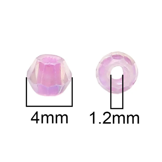 4mm Facet Rainbow Rhombus Crystal Beads Glass DIY Handmade Loose Beads Material Jewelry Accessories Ornament Making Kit