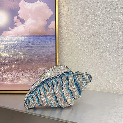 Heavy Industry Shiny Diamond-encrusted Pearl Conch Shell Acrylic Bag Seaside Casual Holiday Crossbody Bag