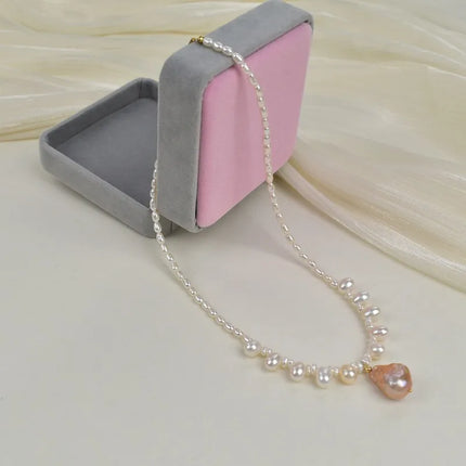 Elegant Natural Freshwater Pearl Necklace For Women Fashionable Minimalist Style Luxury Clavicle Chain Trendy Neck Jewelry