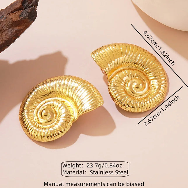 1 Pair IG Style Vacation Sweet Conch 304 Stainless Steel Imitation Gold  Ear Studs