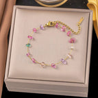 【E208】Irregular Ornamental Stone Bracelet Gold