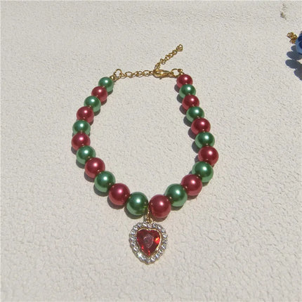 Europe and the United States  fashion foreign trade cat and dog jewelry imitation pearl love gem pendant pet necklace multi-color optional