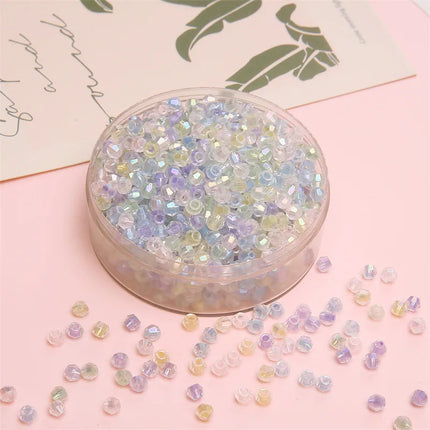 4mm Facet Rainbow Rhombus Crystal Beads Glass DIY Handmade Loose Beads Material Jewelry Accessories Ornament Making Kit