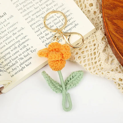 Cartoon Style Flower Cotton Knitting Keychain