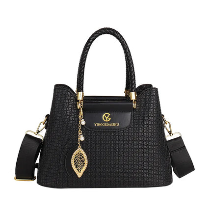 Large Capacity Handbags Women's  New Fashion All-Match Stitching Shoulder Bag Textured Commuter Messenger Bag