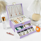 No Mirror-Three-Layer Casket Jewel Box-Light Purple / Jewelry Storage Box