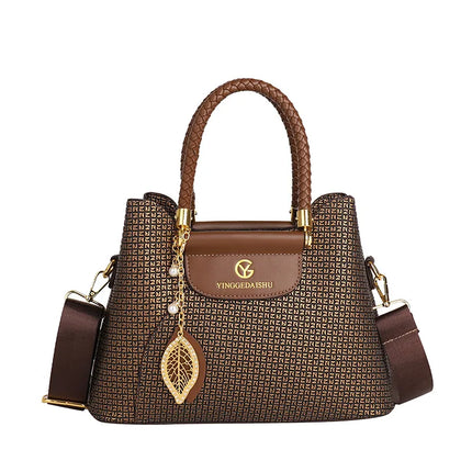 Large Capacity Handbags Women's  New Fashion All-Match Stitching Shoulder Bag Textured Commuter Messenger Bag